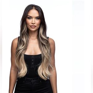 SOLD 2 - Bellami Silk Seam 20” extensions dark brown/ dirty blonde 180g clip in